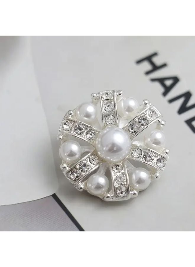 8pcs Alloy Buttons 2 1cm Rhinestone Pearl for Sewing Crafts Wedding Decor - Image 4